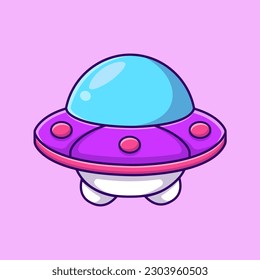 Ufo Spaceship Cartoon Vector Icons Illustration. Flat Cartoon Concept. Suitable for any creative project.