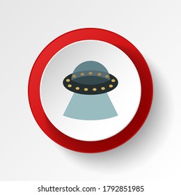 Ufo, spaceship colored button icon. Element of space illustration. Signs and symbols icon can be used for web, logo, mobile app, UI, UX