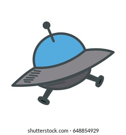 Ufo spaceship futurist symbol icon in cartoon style