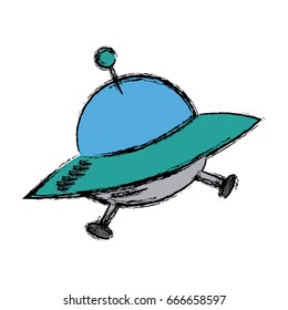 Ufo spaceship futurist symbol icon in cartoon style
