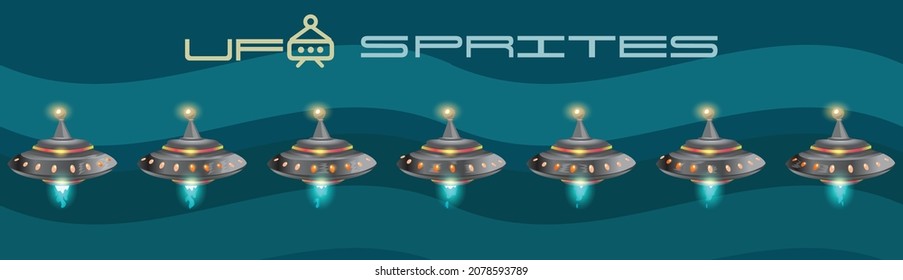 UFO Spaceship Game Sprites. UFO Sprite Sheet Game Asset