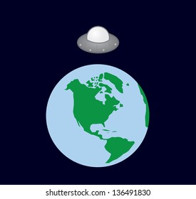 UFO spaceship hovering over earth