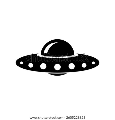 UFO spaceship icon. Black UFO spaceship icon on white background. Vector illustration