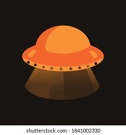 UFO. Spaceship icon illustration. Vector illustration.