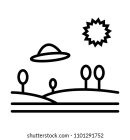 Ufo spaceship icon in line style