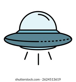 Ufo spaceship icon. Outline ufo spaceship vector icon color flat isolated