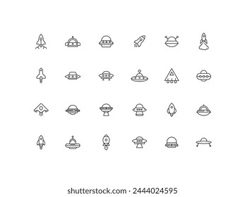 ufo and spaceship icon set, illustration for space design