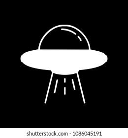 Ufo spaceship icon. Silhouette Ufo spaceship vector icon for web design isolated on black background
