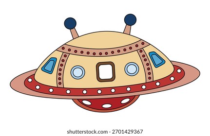 Espaçonave UFO isolada sobre um fundo branco