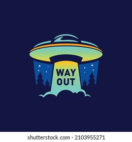 UFO Spaceship Logo Vector Template Design