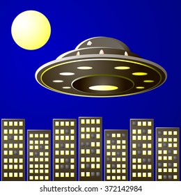 UFO spaceship in town