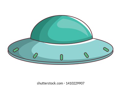 UFO spaceship universe alien cartoon vector illustration graphic design