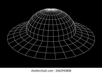 UFO spaceship wireframe low poly mesh. Vector illustration