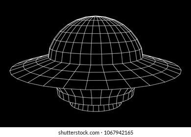 Malla de baja polilla del alambre de la nave espacial OVNI. Ilustración del vector