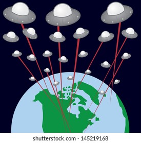 UFO spaceships shooting at earth 