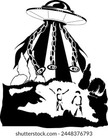 UFO with speakers and dancing people