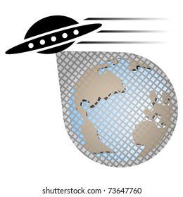 UFO stealing the planet earth