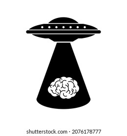 Ufo steals brain. Alien flying saucer and brains.