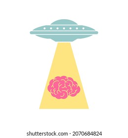 Ufo steals brain. mind thieves. Alien flying saucer and brains.