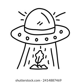 UFO of summer doodles icon set