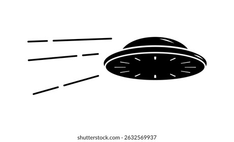 UFO symbol, black isolated silhouette