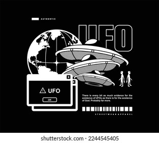 ufo diseño de camisetas, gráfico vectorial, afiche tipográfico o camisetas de calle y estilo urbano