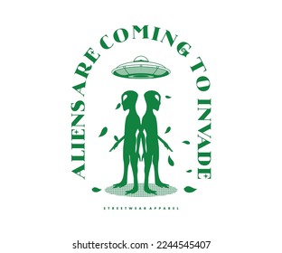 ufo t shirt design, vector graphic, typographic poster or tshirts street wear and Urban style