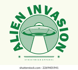 ufo t shirt design, vector graphic, typographic poster or tshirts street wear and Urban style