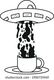 
ufo takes coffee from the cup