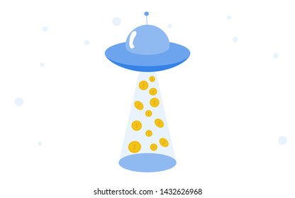 UFO takes illustrated money to invest and save money, can be use for landing page, , web, poster, banner, flyer, wallpaper, template