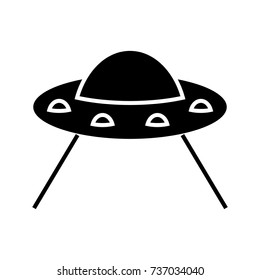 ufo taking cow icon, vector illustration, black sign on isolated background