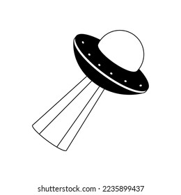 UFO tattoo in y2k, 1990s, 2000s style. Emo goth element design. Old school tattoo. Vector illustration