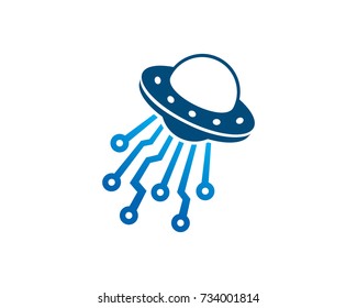 UFO Tech Logo Template Design Vector, Emblem, Design Concept, Creative Symbol, Icon