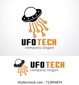 UFO Technology Logo Template Design Vector, Emblem, Design Concept, Creative Symbol, Icon