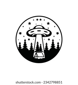 Ufo and Tent Vector Illustration 