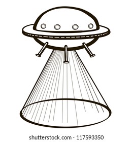 UFO With Tractor Beam. A Children's Sketch