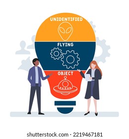 UFO - Unidentified Flying Object acronym. business concept background.  vector illustration concept with keywords and icons. lettering illustration with icons for web banner, flyer, landing
