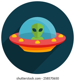 UFO, Unidentified flying object, Flat design, vector illustration