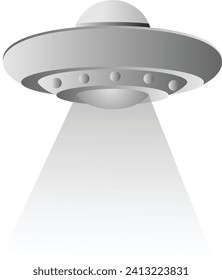 UFO. Unidentified flying object. Futuristic UFO on the transparent background. Photo-realistic vector illustration.