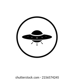 UFO, unidentified flying object icon vector in circle line