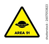 Ufo unknown flying object in yellow triangle schematic isolated vector image icon 