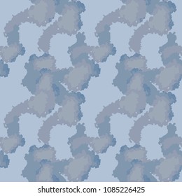 UFO urban camouflage in different shades of blue color. Repeat seamless patter for camo print, background, backdrop, wraping paper, textile etc.