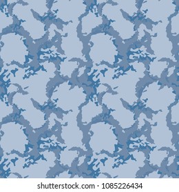 UFO urban camouflage in different shades of blue color. Repeat seamless patter for camo print, background, backdrop, wraping paper, textile etc.