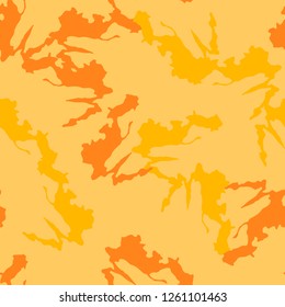 UFO urban camouflage of various shades of orange and yellow colors. It is a colorful seamless pattern that can be used as a camo print for clothing and background and backdrop or computer wallpaper