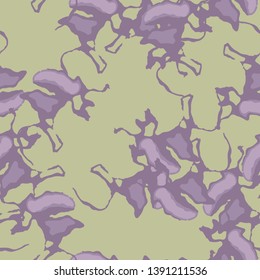 UFO urban camouflage of various shades of green and violet colors. It is a colorful seamless pattern that can be used as a camo print for clothing and background and backdrop or computer wallpaper
