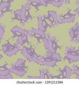 UFO urban camouflage of various shades of green and violet colors. It is a colorful seamless pattern that can be used as a camo print for clothing and background and backdrop or computer wallpaper