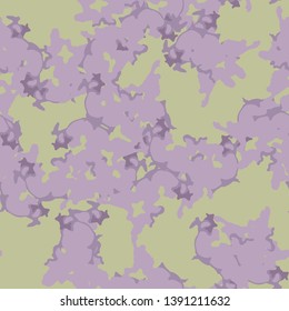 UFO urban camouflage of various shades of green and violet colors. It is a colorful seamless pattern that can be used as a camo print for clothing and background and backdrop or computer wallpaper