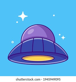 Ufo Vector Cartoon Illustration. Astronomy Icon Concept White Isolated. Flat Cartoon Style Suitable for Web Landing Page, Banner, Sticker, and Background