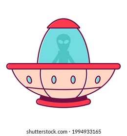 Ilustración de dibujos animados vectoriales Ufo aislados en un fondo blanco.