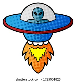 UFO vector design. digital hand drawn. comic style